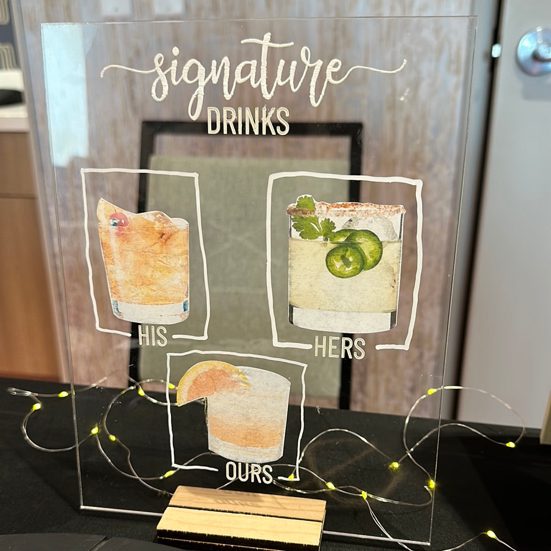 Bar Menu and Signature Drinks Sign