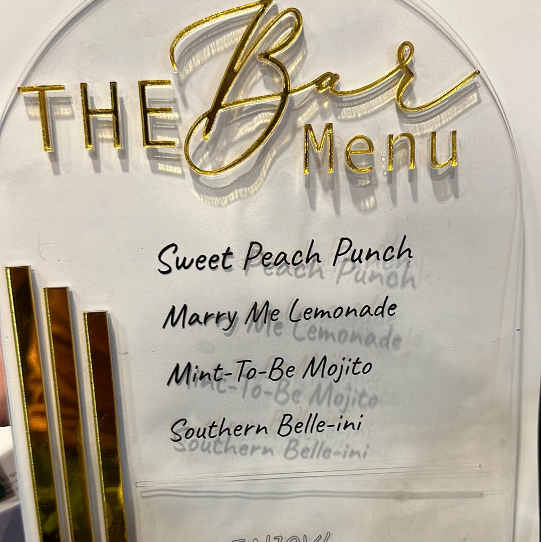 Bar Menu and Signature Drinks Sign